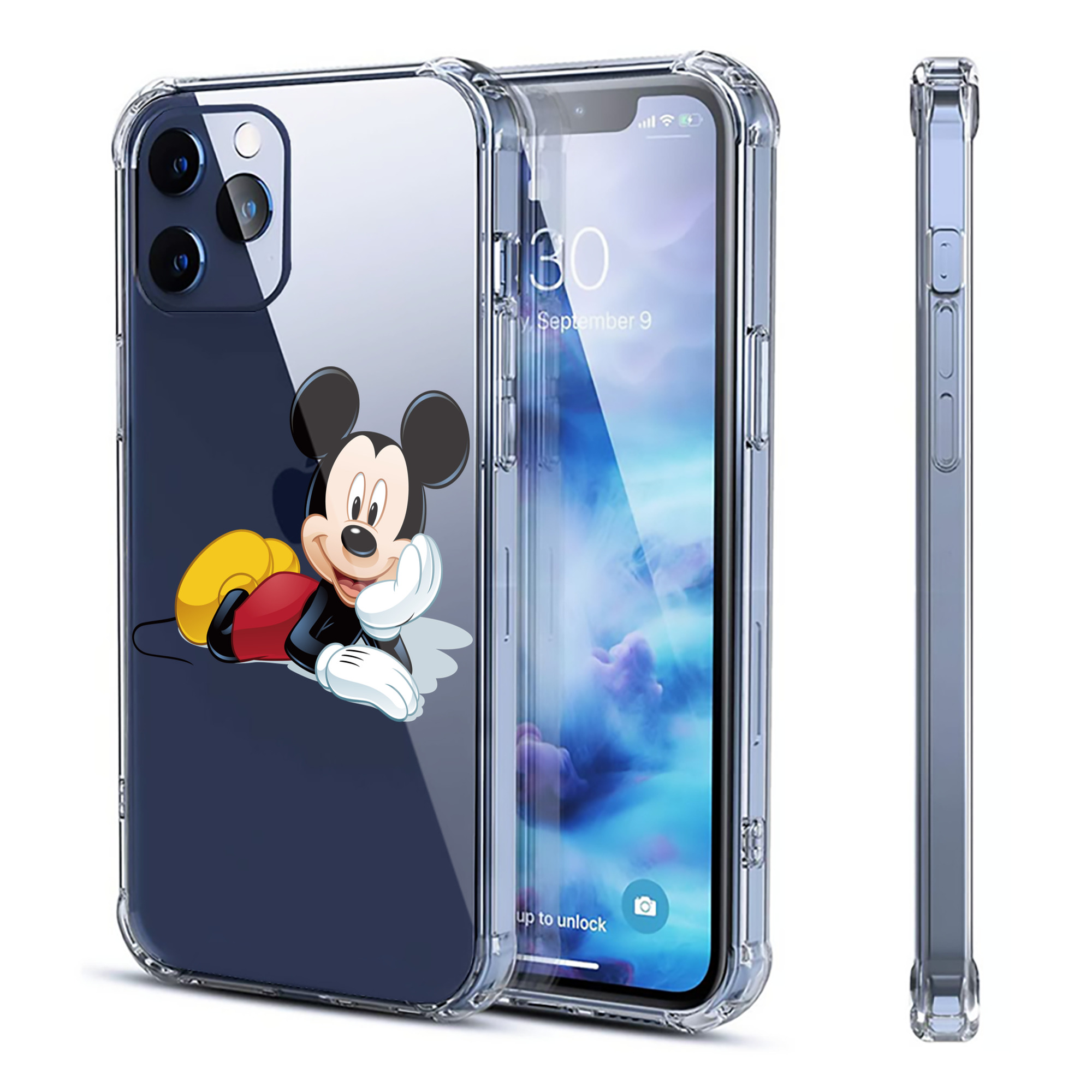 （画像用） ミッキーマウス Mickey Mouse 【iPhone 12シリーズ対応】透明スマホケース（クリアソフトケース）
